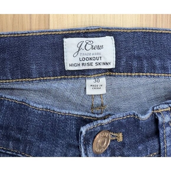 J.Crew Lookout High Rise Skinny Jeans Size 30 Dark Wash Stretch Denim - Picture 3 of 4
